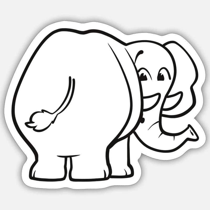 Éléphant de derrière - surpris, effrayé, oups Sticker taille S (10 x 10 cm)