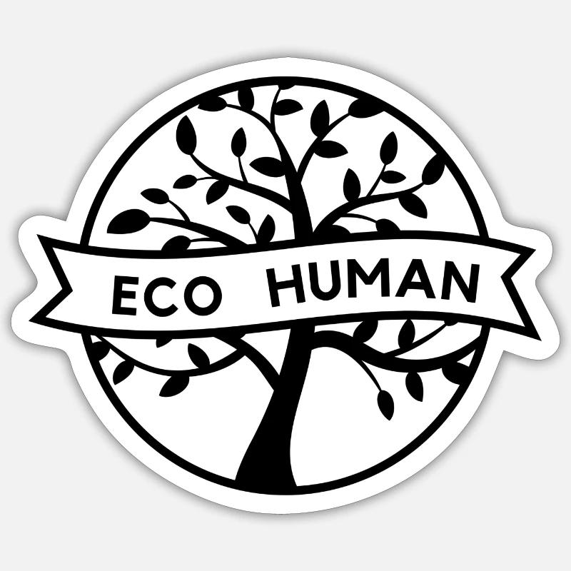 eco human - Sticker taille S (10 x 10 cm) - blanc mat