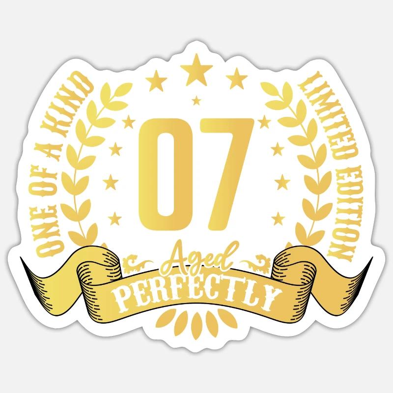 7 ans cadeau d’anniversaire 7 ans - Sticker taille S (10 x 10 cm) - blanc mat