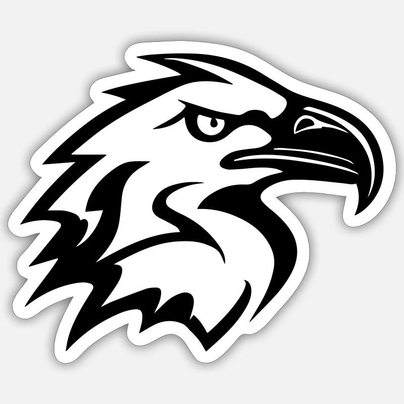 stylized eagle head in profile - Sticker size S (10 x 10 cm) - white matte