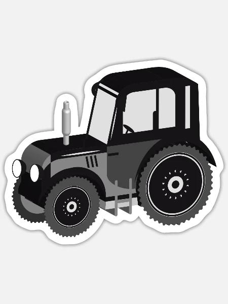 schwarz weißer Traktor in 3D für Trecker Fans - Sticker Größe S (10 x 10 cm) - Mattweiß