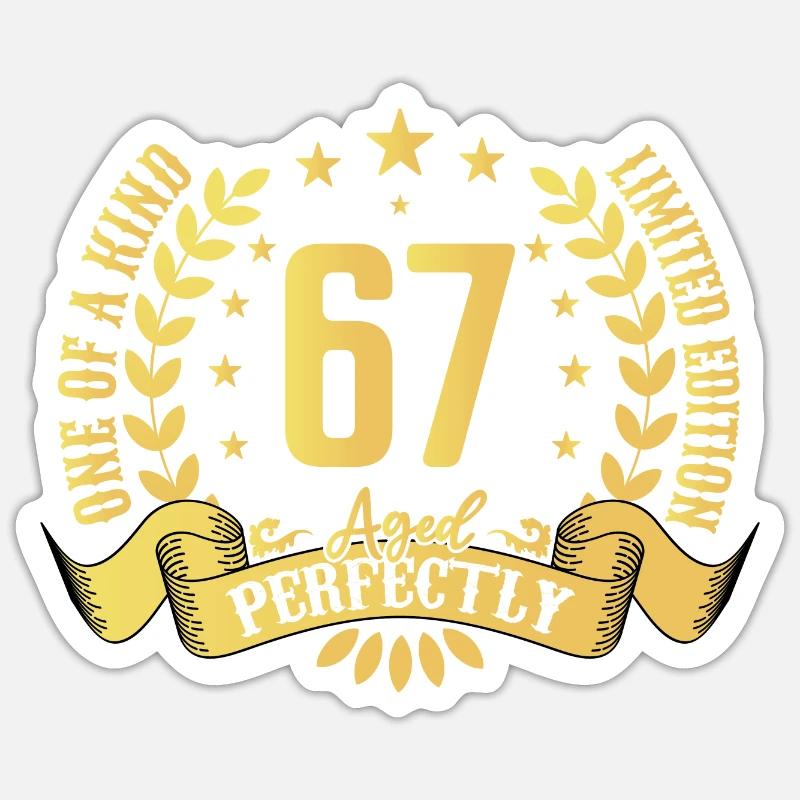 67 års fødselsdagsgave 67 år - Sticker størrelse S (10 x 10 cm) - mat hvid