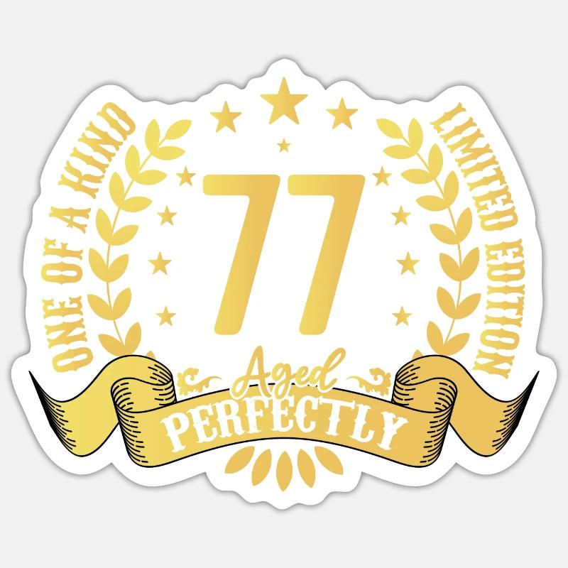 77 ans cadeau d’anniversaire 77 ans - Sticker taille S (10 x 10 cm) - blanc mat
