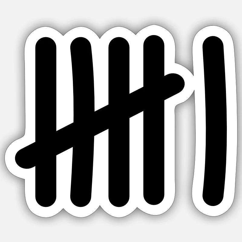 Symbole de liste de pointage - 6 tirets - Sticker taille S (10 x 10 cm) - blanc mat