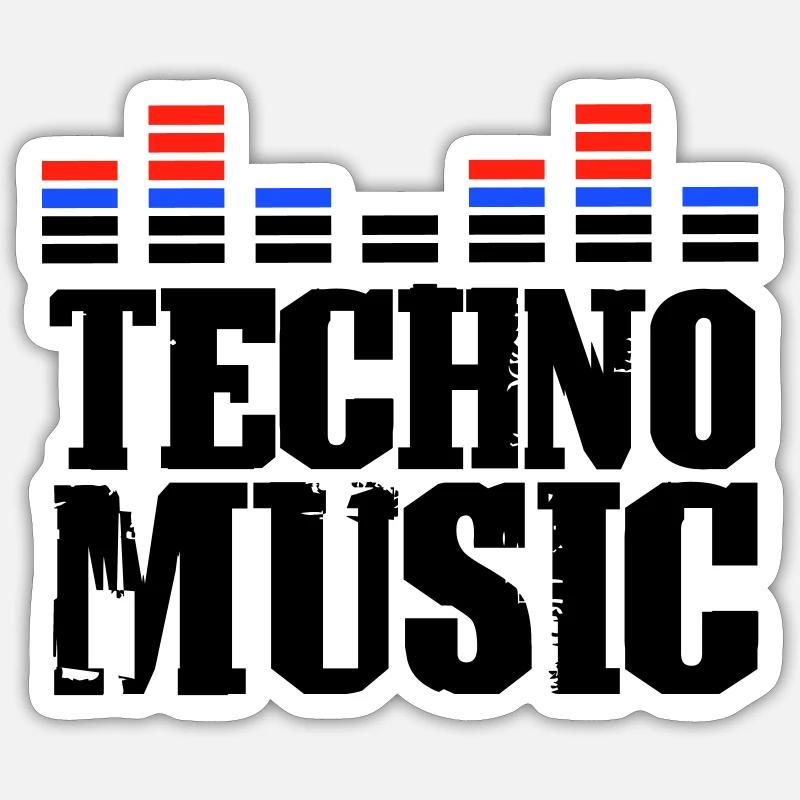 Musique techno - Sticker taille S (10 x 10 cm) - blanc mat