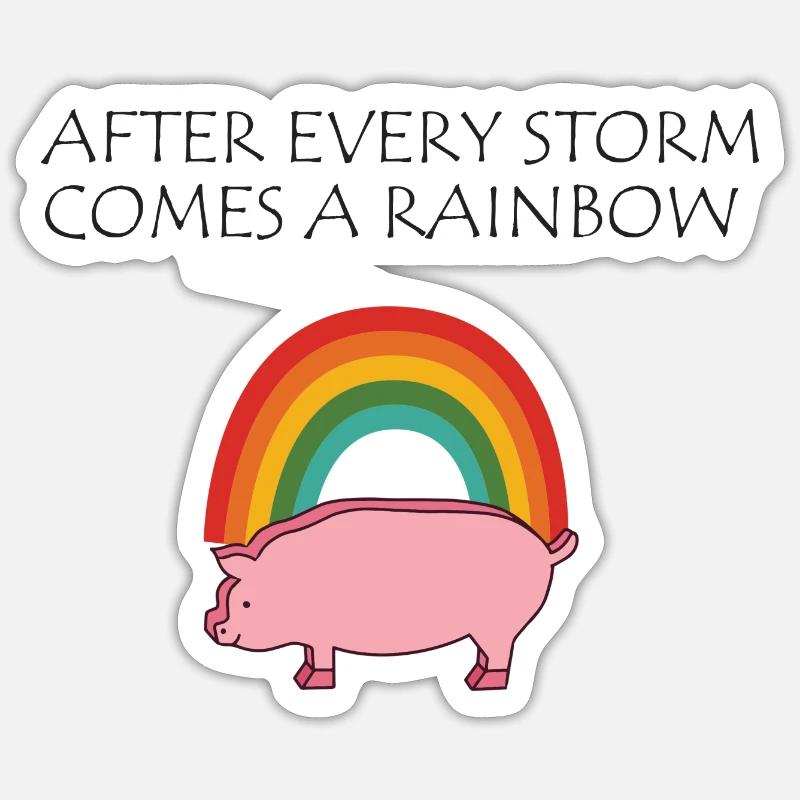 Cochon arc-en-ciel - Sticker taille S (10 x 10 cm) - blanc mat