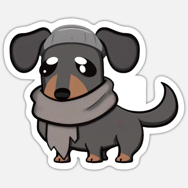 Teckel gris Sticker taille S (10 x 10 cm)