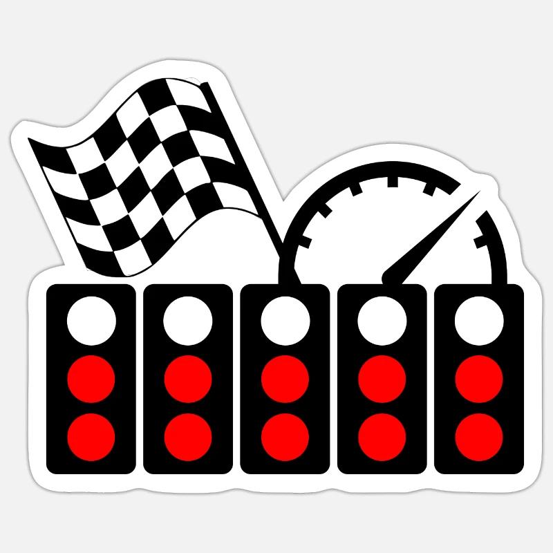 Race car light start - Sticker taille S (10 x 10 cm) - blanc mat