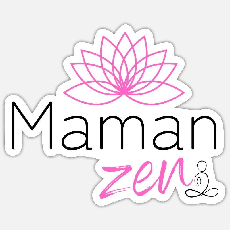 Maman zen clair - Sticker taille S (10 x 10 cm) - blanc mat