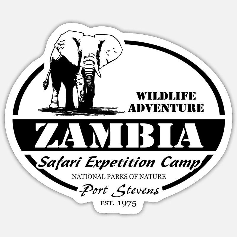 Zambia - Elephant - Sticker size S (10 x 10 cm) - white matte