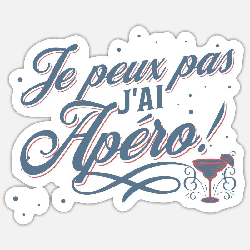Je peux pas j'ai apéro - Sticker taille S (10 x 10 cm) - blanc mat