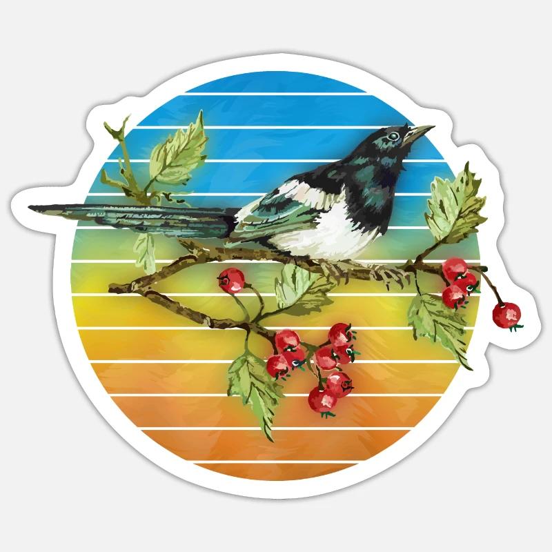 Oiseau coloré Sticker taille S (10 x 10 cm)