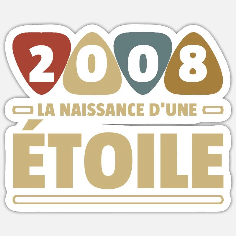 année de naissance 2008 / anniversaire année 2008 - Sticker taille S (10 x 10 cm) - blanc mat