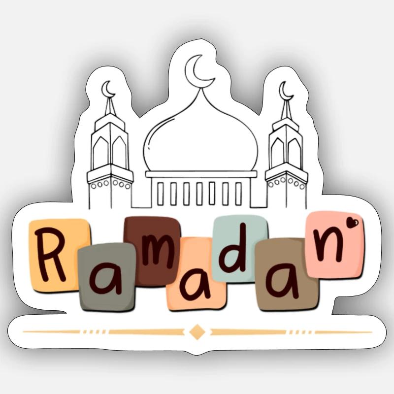 Ramadan Mosaic Blocks Mosque - Sticker taille S (10 x 10 cm) - blanc mat