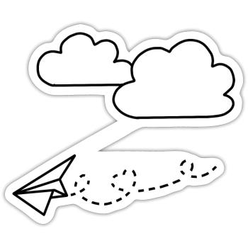 Avion en papier - Sticker taille S (10 x 10 cm) - blanc mat - Devant