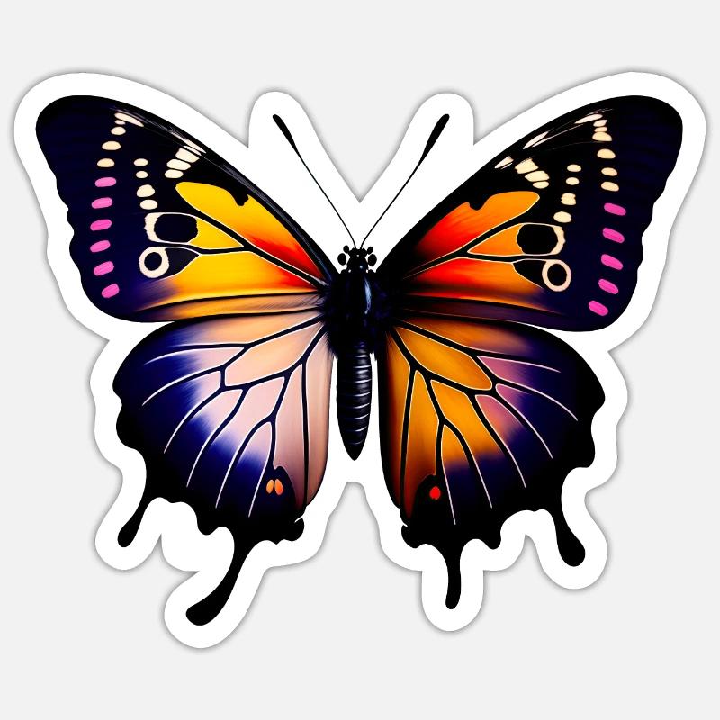 Papillon multicolore Sticker taille S (10 x 10 cm)
