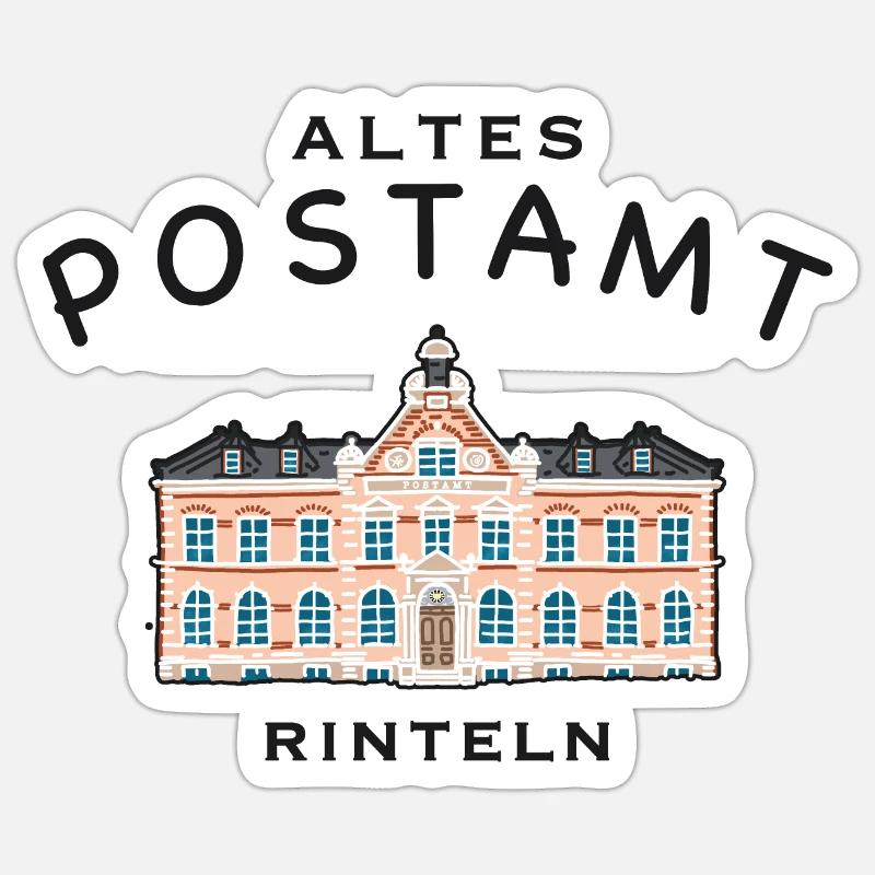 Rinteln, altes Postamt - Sticker Größe S (10 x 10 cm) - Mattweiß