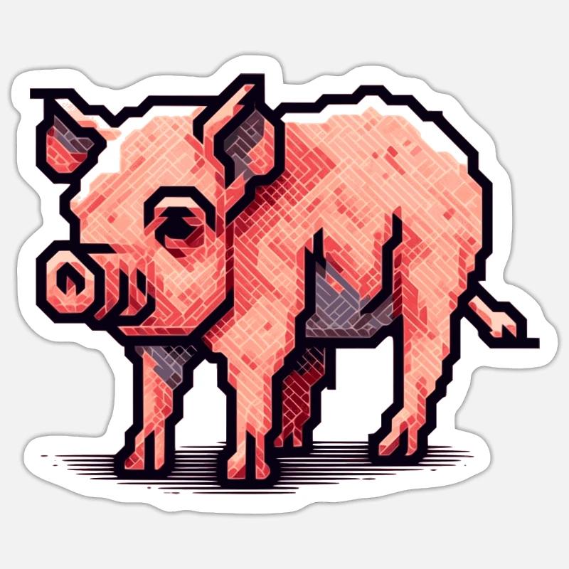 Cochon comme truie en pixel art 16 bits Sticker taille S (10 x 10 cm)