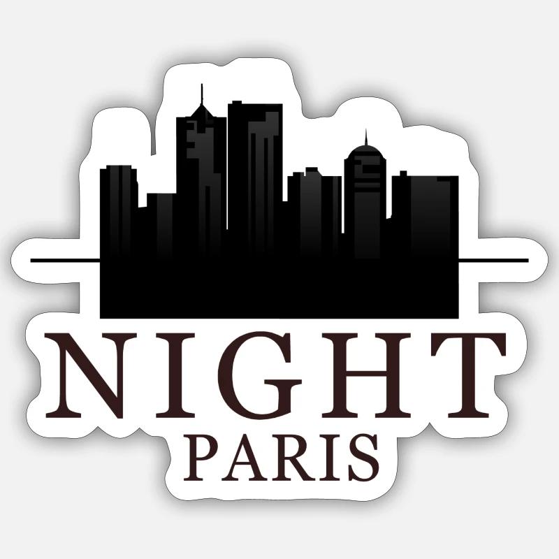 Night By Paris in Schwarz Sticker Größe S (10 x 10 cm)
