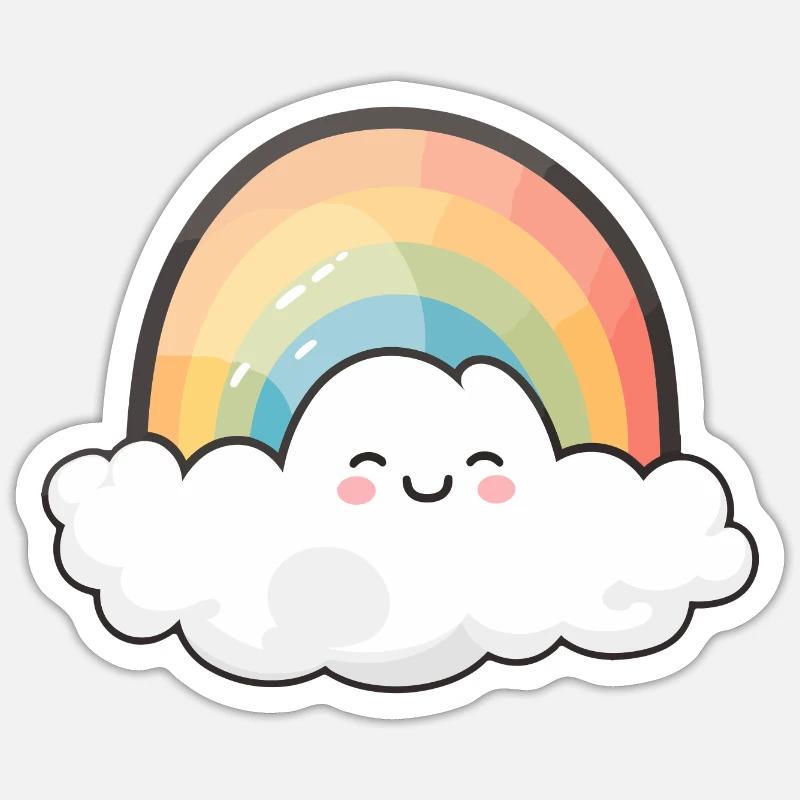 Cloud 'n' Rainbow - Sticker size S (10 x 10 cm) - white matte