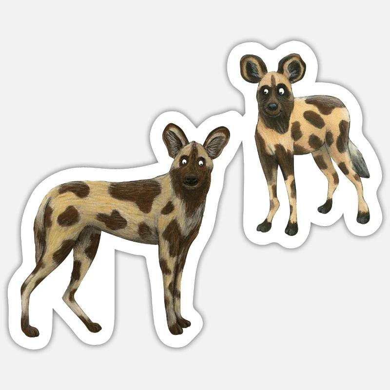 Wildhunde - Sticker Größe S (10 x 10 cm) - Mattweiß