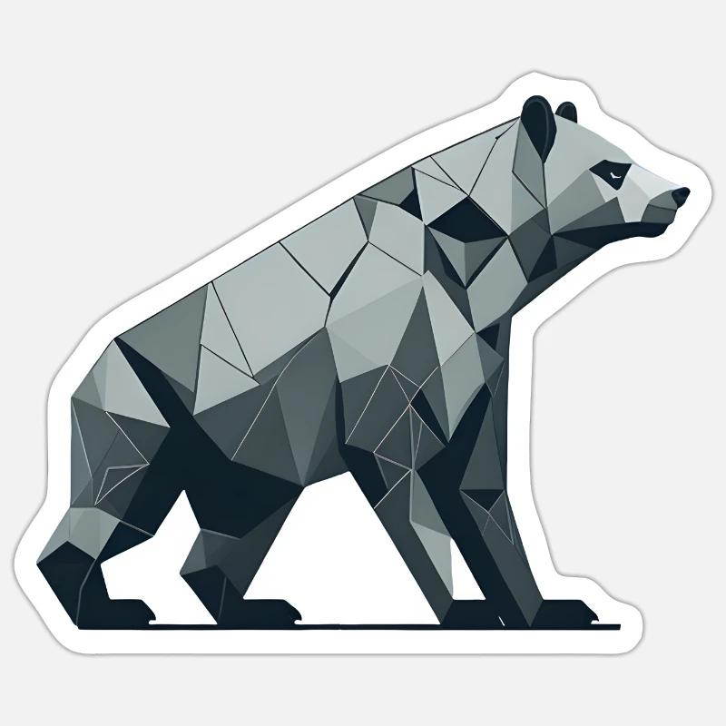 Abstrakter Bär - Sticker Größe S (10 x 10 cm) - Mattweiß