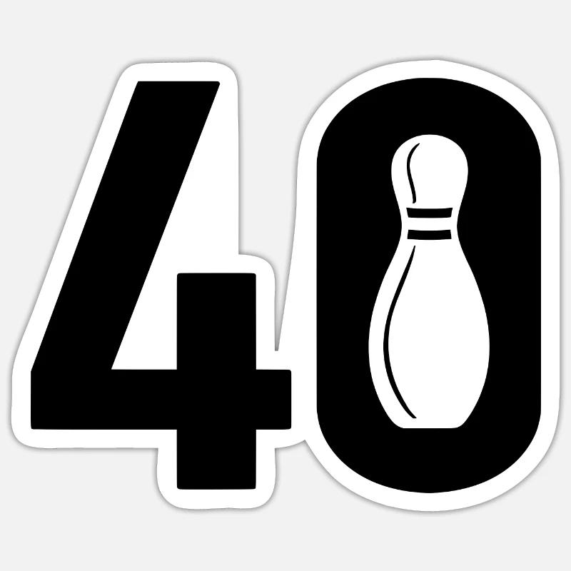40 Bowling Bowler 40 - Sticker taille S (10 x 10 cm) - blanc mat