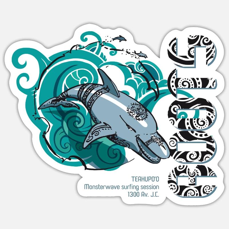 Dauphin Surf Roots Sticker taille S (10 x 10 cm)