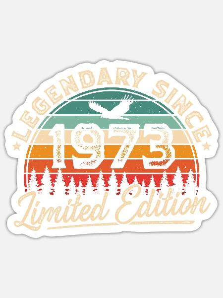 Legendär seit 1973 Vintage Jahrgang Geburtstag - Sticker Größe S (10 x 10 cm) - Mattweiß