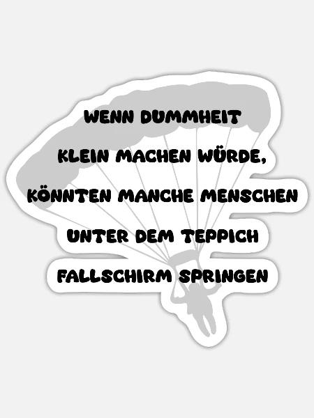 Unterm Teppich Fallschirm springen - Sticker Größe S (10 x 10 cm) - Mattweiß
