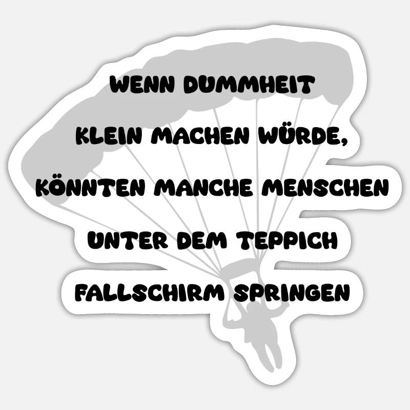 Unterm Teppich Fallschirm springen - Sticker Größe S (10 x 10 cm) - Mattweiß