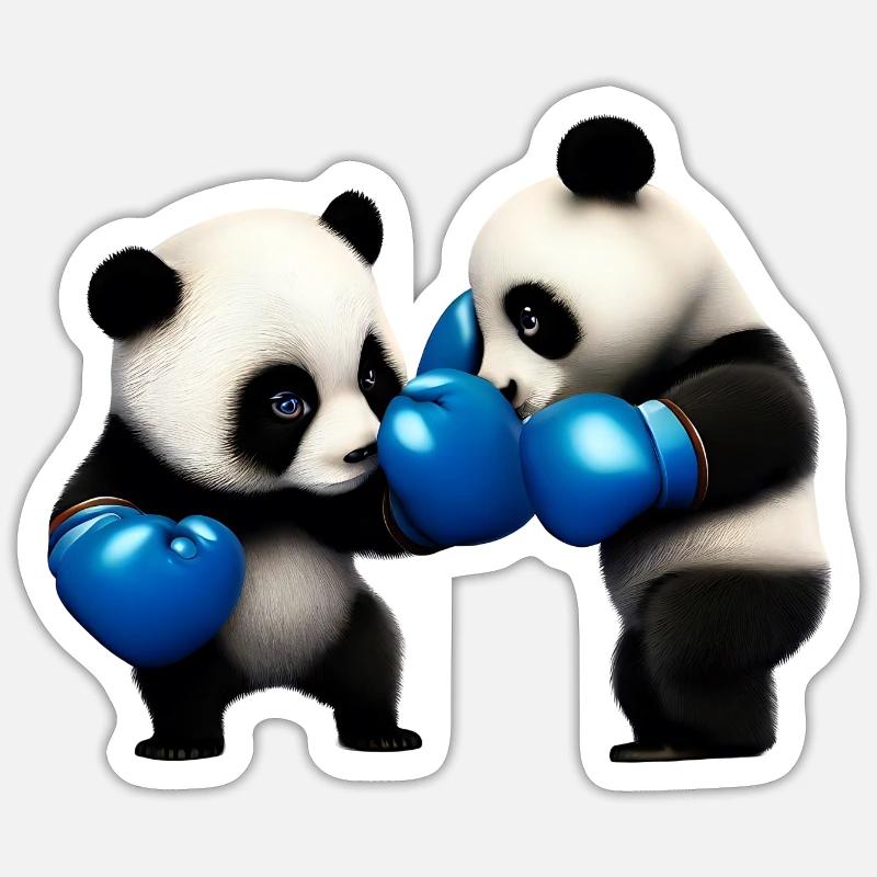 Fighting Panda Bears - Sticker size S (10 x 10 cm) - white matte