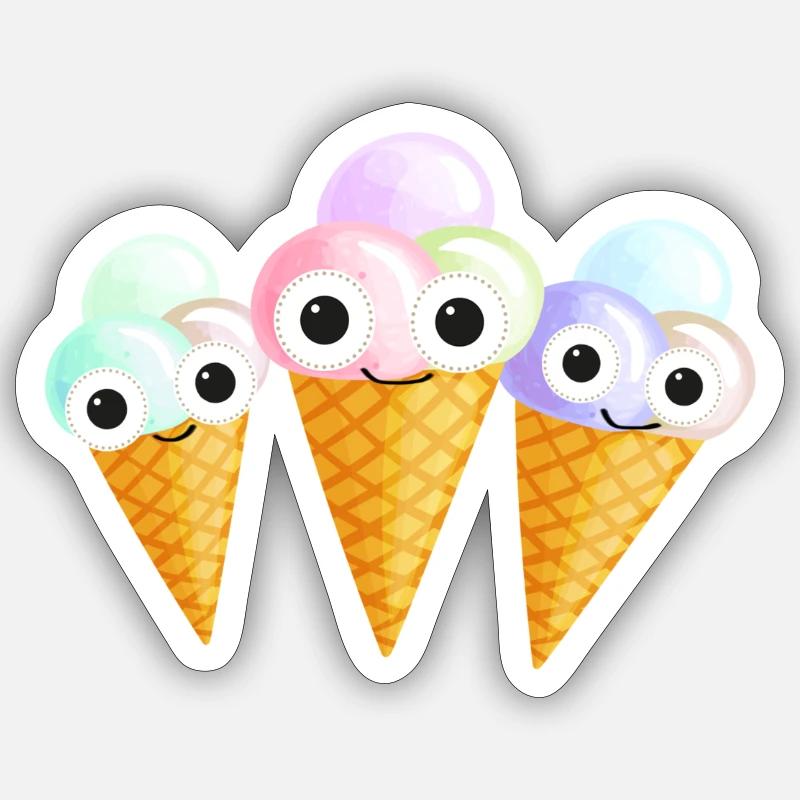 eistüten, eis,icecream,comic - Sticker Größe S (10 x 10 cm) - Mattweiß