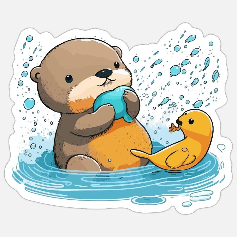 Rubber Duck Otter - Sticker size S (10 x 10 cm) - white matte