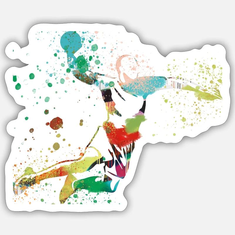 Handball, handballeur, Beach handball, Graffiti - Sticker taille S (10 x 10 cm) - blanc mat