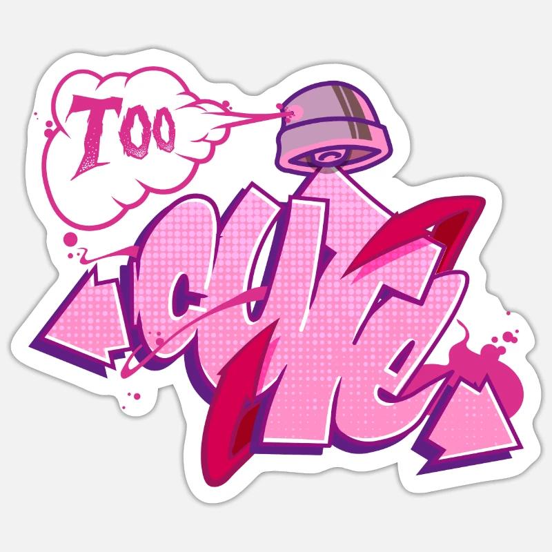 Graffiti 'Trop mignon | Trop mignon - Sticker taille S (10 x 10 cm) - blanc mat