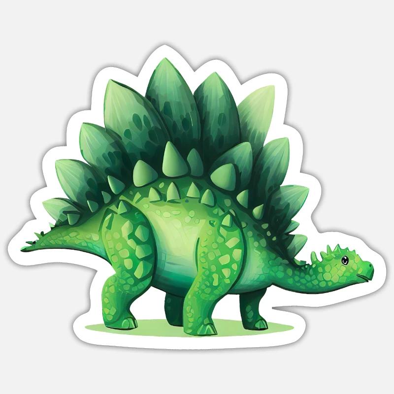 Dinosaurier Stegosaurus Grüne Echse Geschenk - Sticker Größe S (10 x 10 cm) - Mattweiß