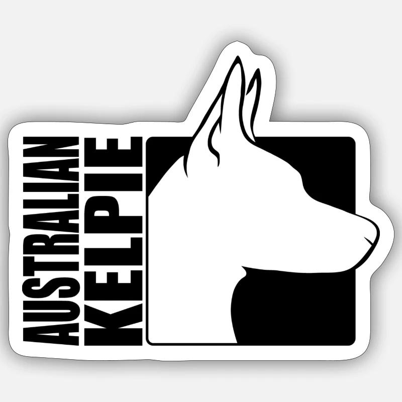 Profil Kelpie australien Chiens Wilsigns - Sticker taille S (10 x 10 cm) - blanc mat