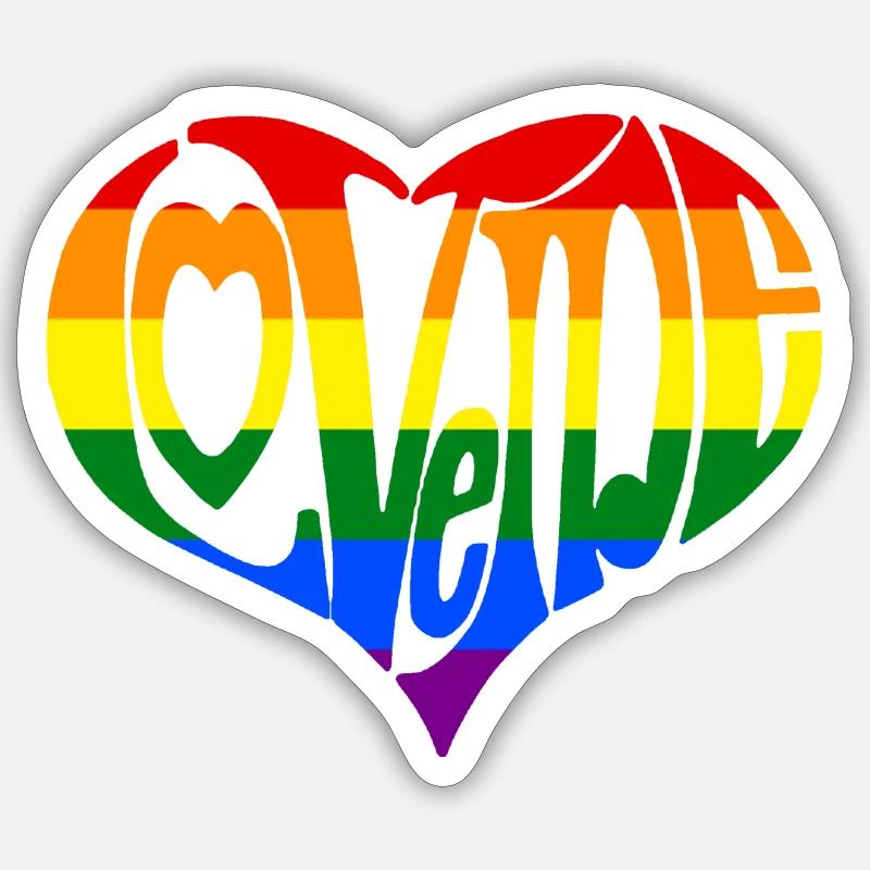 Liebe mich Regenbogen Sticker Größe S (10 x 10 cm)