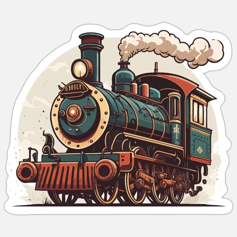 Fahrt mit dem Dampfzug - Sticker Größe S (10 x 10 cm) - Mattweiß