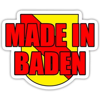 Made in Baden badisch Badner Spruch Sprüche - Sticker Größe S (10 x 10 cm) - Mattweiß - Vorne