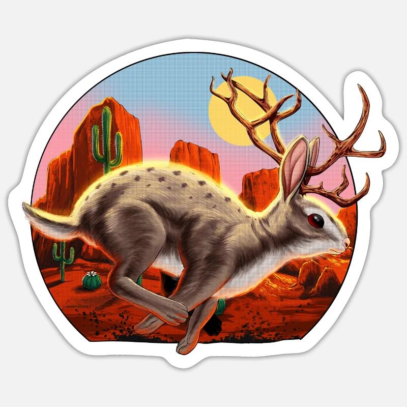 Jackalope Lapin cryptide Sticker taille S (10 x 10 cm)