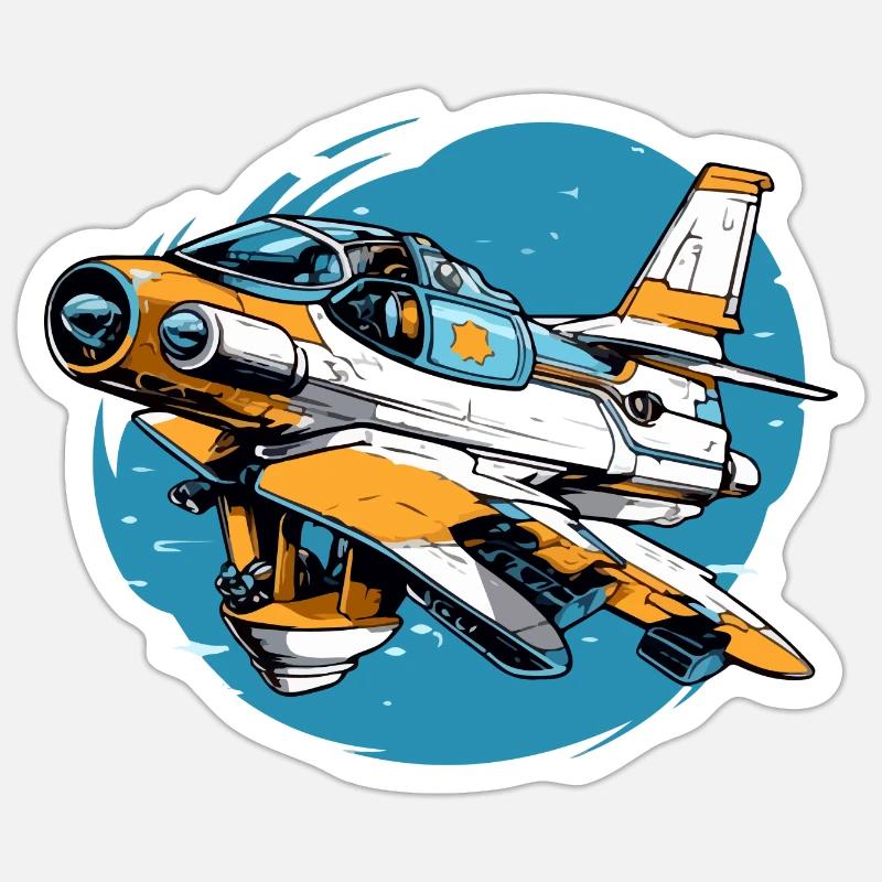 Wütendes Vulkanflugzeug - Sticker Größe S (10 x 10 cm) - Mattweiß