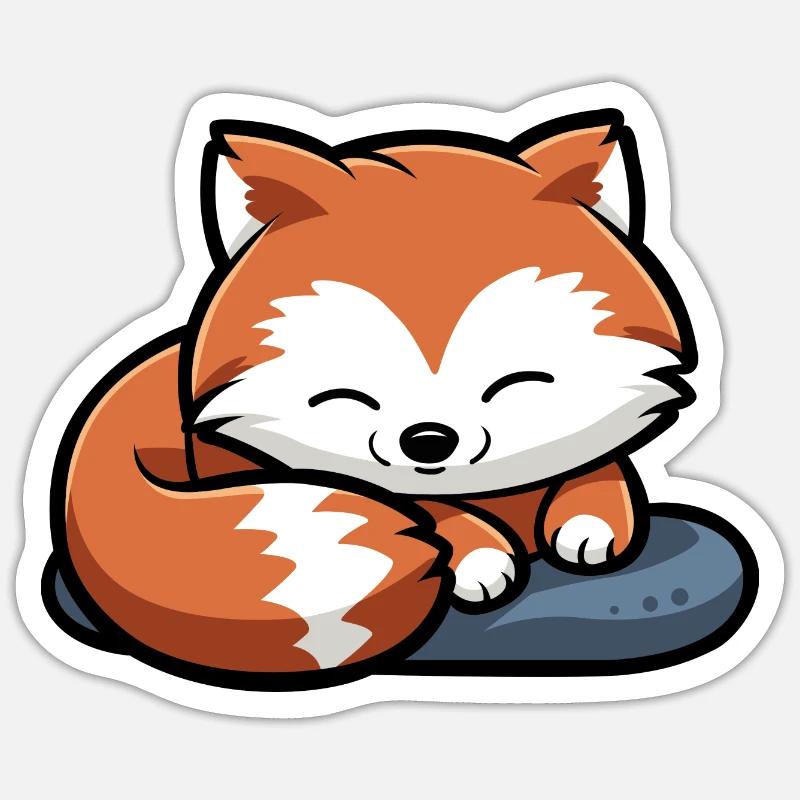 Sleeping Red Panda on Stone Sticker size S (10 x 10 cm)