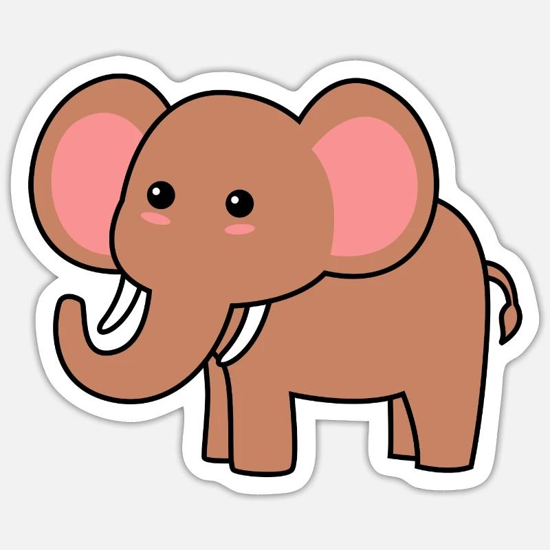Mammut Comic Tier - Sticker Größe S (10 x 10 cm) - Mattweiß