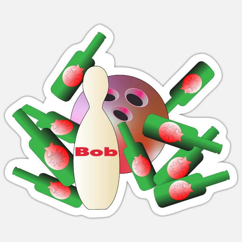 Bowling Bob - Sticker size S (10 x 10 cm) - white matte