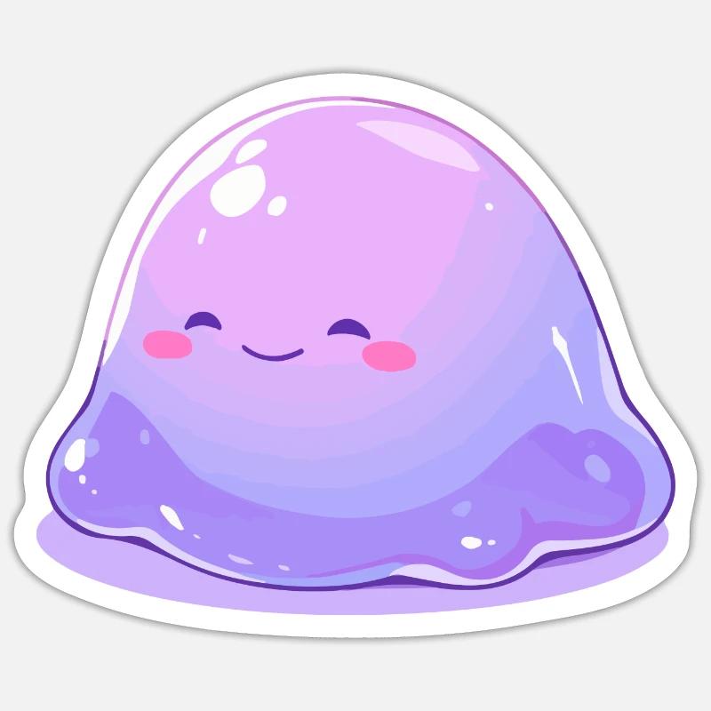 Monstre visqueux mignon - Conception de dessin animé mignon - Sticker taille S (10 x 10 cm) - blanc mat