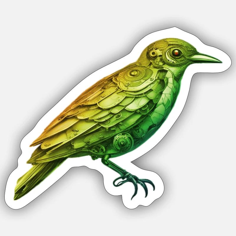 Rusty Avian // Steampunk Bird - Sticker Größe S (10 x 10 cm) - Mattweiß