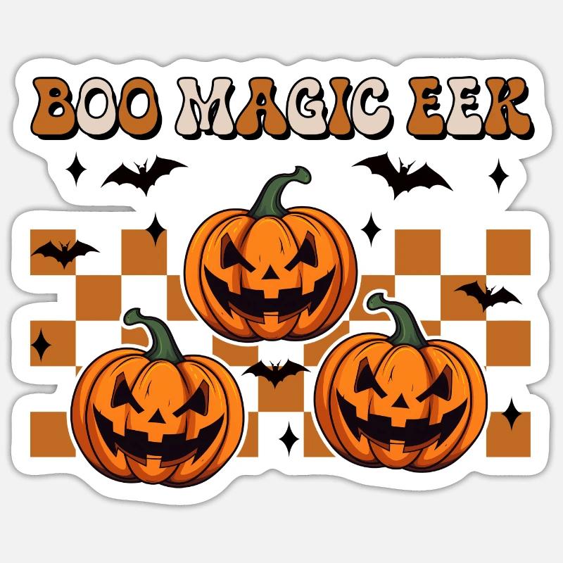 Halloween Boo Magic Eek - Sticker Größe S (10 x 10 cm) - Mattweiß