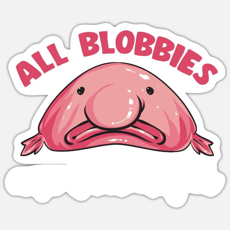 Blobfisch - Sticker Größe S (10 x 10 cm) - Mattweiß